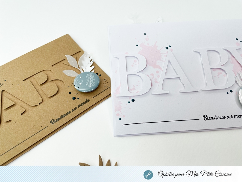Duo de carte"Baby" Ophélie pour mes ptits ciseaux collection Pitchoun