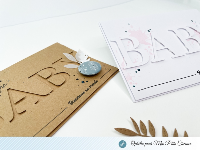 Duo de carte"Baby" Ophélie pour mes ptits ciseaux collection Pitchoun