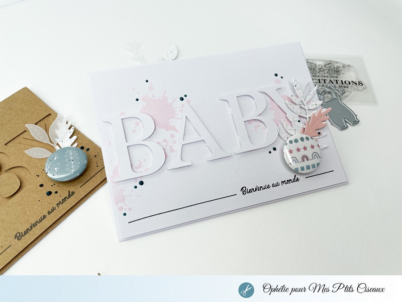 Duo de carte"Baby" Ophélie pour mes ptits ciseaux collection Pitchoun